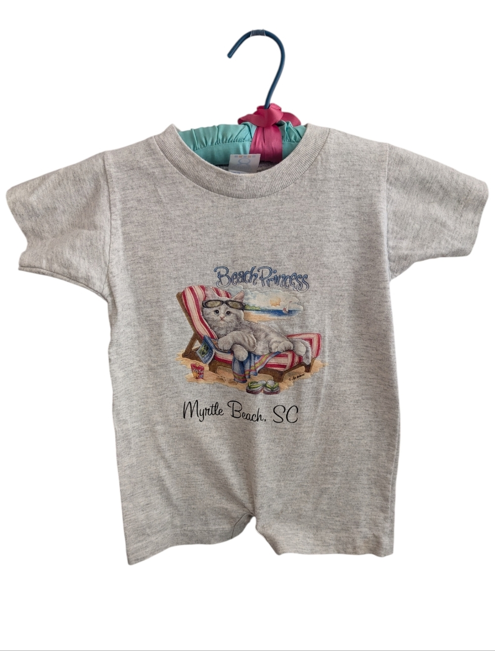 90s Y2K Vintage Air Waves Infant Beach Princess Shorts Romper Cotton